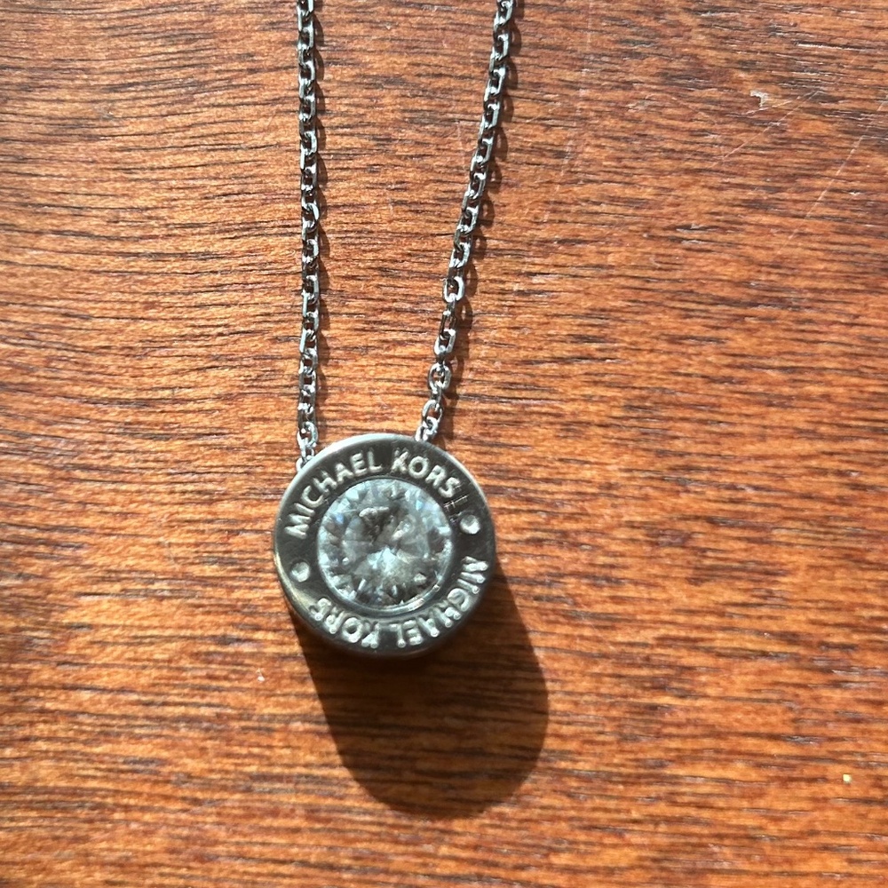 Michael Kors Sterling Silver Crystal Pendant